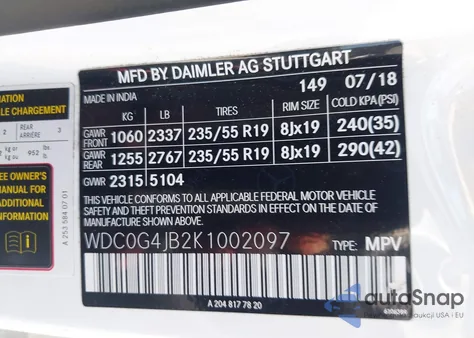 2019 Mercedes-Benz Glc 300 from USA, damaged, VIN WDC0G4JB2K1002097